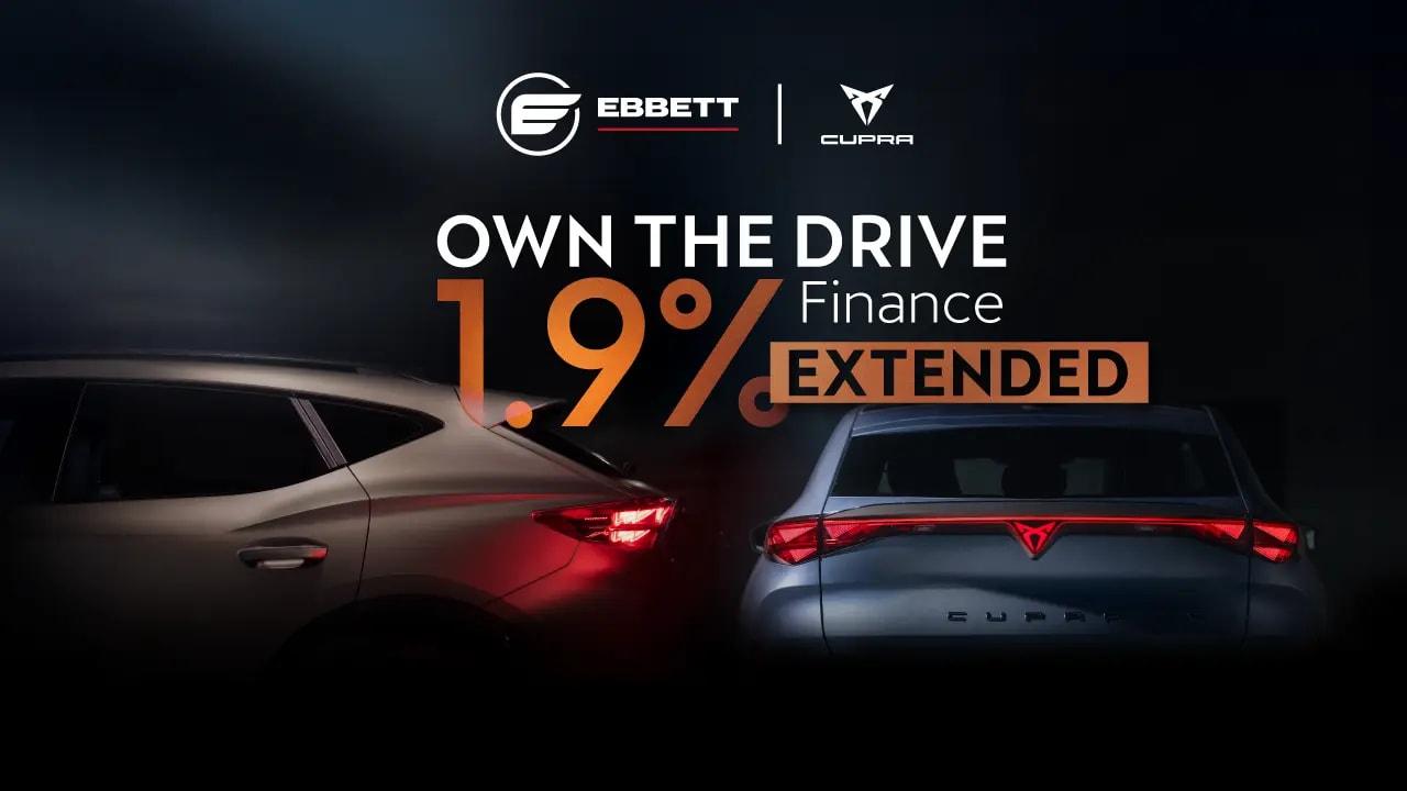 Ebbett CUPRA. Own the Drive. 1.9% Finance Offer